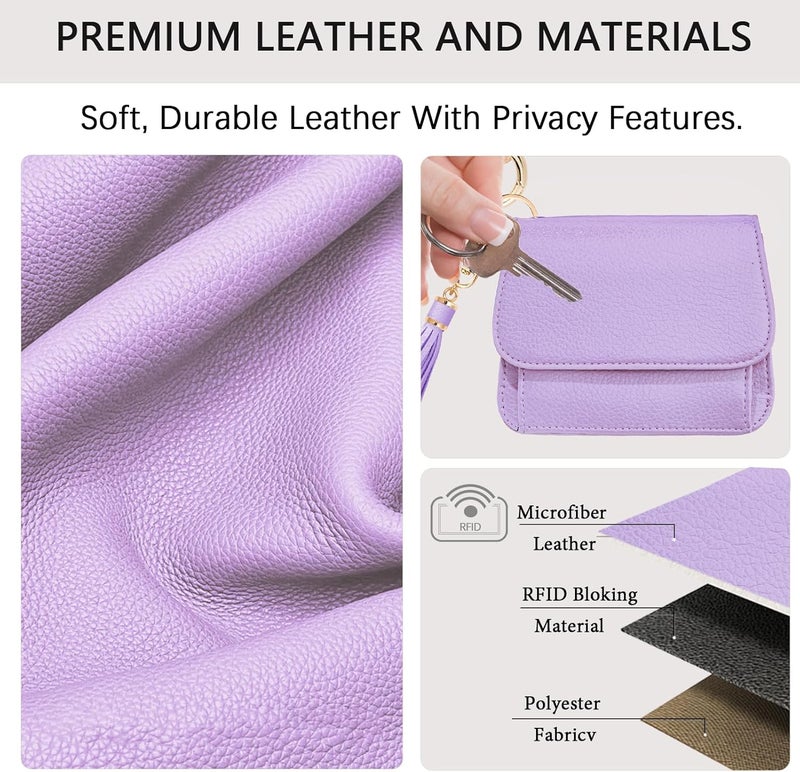 Sunpour Store Keychain Wallet RFID Wristlet Wallets for Women,Small Wallets Woman Key Chain Wallet with Coin Pocket and Id Window - Image 5